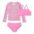 Amazon Essentials Girls Long-Sleeve Rash Vest Three-Piece Set, Pink/Shells, 3Y