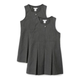 Amazon Essentials Girls Pleated School Uniform Pinafores, Pack 2, Grey