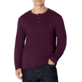 Amazon Essentials Mens Long-Sleeve 100% Cotton Henley Shirt – Burgundy L