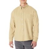 Amazon Essentials Mens Modern Oversized-Fit Cotton Button-Down Shirt – Tan Large