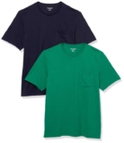 Amazon Essentials Mens Pocket T-Shirt – Pack of 2 Green/Navy Size M