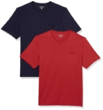 Amazon Essentials Mens Pocket T-Shirt – Pack of 2 Red/Navy Size M
