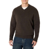 Amazon Essentials Mens Regular-Fit Cotton Blend V-Neck Jumper – XL – Chocolate Heather – Prime Members
