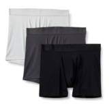 Amazon Essentials Mens Slim-Fit Microfibre Boxers, 3-Pack, Black/Grey, L
