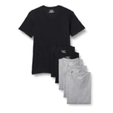 Amazon Essentials Mens V-Neck Undershirt, Breathable, Cotton, Pack of 6 – Medium. Black/Grey
