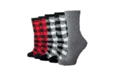 Amazon Essentials Womens Cosy Fuzzy Slipper Socks, Plush Sleep Socks, 5 Pairs
