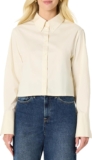 Amazon Essentials Womens Oversized-Fit Cropped Cotton Stretch Poplin Button-Down Shirt