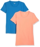 Amazon Essentials Womens Regular-Fit Short-Sleeve Crewneck T-Shirt in Blue & Coral, 2-Pack (Medium)