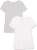 Amazon Essentials Womens Regular-Fit Short-Sleeve V-Neck T-Shirt, Multipacks – Light Grey Heather/White, Size XS