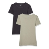 Amazon Essentials Womens Slim-Fit Tee, 2-Pack, Black/Sage XL – £3.37 S&S