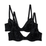 Amazon Essentials Womens Stretch Lace Plunge Bra, Black, 32C