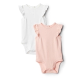 Amazon Essentials x Sofia Grainge Baby Girls Cotton Ruffle-Sleeve Vest with Embroidered Detail, Pack of 2 – Premature Size