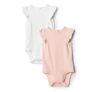 Amazon Essentials x Sofia Grainge Baby Girls Cotton Ruffle-Sleeve Vest with Embroidered Detail, Pack of 2 – Premature Size