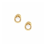 Amber Pearl Stud Earrings – Gold or Silver
