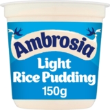 Ambrosia Light Devon Rice Pudding, 30% Less Sugar & Fat, Creamy Ready-to-Eat Dessert, 150 g Pot (Pack of 1)