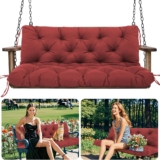 Amdieu Garden Swing Cushions 3 Seater Waterproof Bench Cushions with Backrest and 8 Ties 12cm Thick Swing Cushions Replacement for Outdoor Furniture Garden Swing Porch Patio(Wine red-120 x 100 cm)