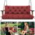 Amdieu Garden Swing Cushions 3 Seater Waterproof Bench Cushions with Backrest and 8 Ties 12cm Thick Swing Cushions Replacement for Outdoor Furniture Garden Swing Porch Patio(Wine red-120 x 100 cm)