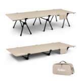 Anbte Folding Camping Bed, 2-Height Adjustable, 180kg, Brown