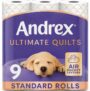 Andrex Ultimate Quilts Toilet Tissue 9 Standard Toilet Rolls, Air Pocket Technology for Soft, Thick Sheets (Previously Andrex Supreme Quilts Toilet Paper) 9 Toilet Rolls