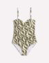 Andros Twist Front Swimsuit Woodland Green, Rhythmic Wave