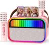 Ankuka Karaoke Machine for Kids Adults, Kids Toys for 3-12 Years Old Girls Birthday Presents, Portable Recording Devices Karaoke Speaker with 2 Microphones Gifts for Girls Party Christmas (Pink)