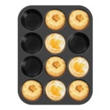 Ankway 12-Cup Muffin Tray, Non-Stick, Metal Frame, Dishwasher Safe, Black
