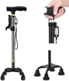 Anti-Slip Aluminium Walking Stick with Adjustable LED Light Lightweight, Secure & Portable Mobility Aid for Seniors & Elderly (Black)