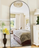 Antok 146 x 45 cm Curved Full Length Standing Mirror with Aluminium Frame, Robust Glass in HD Mirror for Bedroom, Living Room