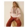 Aoife Geometric Embroidered Top Pink