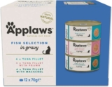 Applaws Natural Wet Cat Food, Grain Free Fish Selection Multipack in Gravy in 70g Tins (12x70g cans) – Prime Day Deal