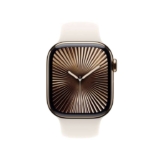 Apple Watch Series 10 GPS Cellular, 42mm Gold Titanium Case with Starlight Sport Band S/M