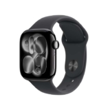 Apple Watch Series 11 GPS 42mm Smartwatch with Jet Black Aluminium Case with Black Sport Band S/M