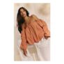 Apricot Peach Skin Floaty Bardot Top