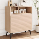 Aptliton Coffee Bar Cabinet with Storage, Wood Farmhouse Sideboard Table for Kitchen, Entryway & Dining Room, Buffet Cabinet with Shelves & 2 Doors, Home Apartment Organization