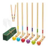 ApudArmis Six-Player Croquet Set, 28-in Wooden Mallets Outdoor Yard Game