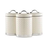 Argyle 3-Piece Tea Coffee Sugar Canisters Set 1.3L Airtight Durable Carbon Steel Material Lids & Body Kitchen Storage Canisters