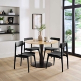 Arlette 4 Seater Round Dining Table, Solid Oak and Oak Veneer