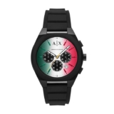 Armani Exchange Mens Gradient Multi-Colour Dial Chronograph Black Silicone Strap Watch (Free C&C)