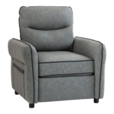 Armchair, Faux Leather Accent Chair with Thicken Cushion, Grey
