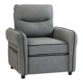 Armchair, Faux Leather Accent Chair with Thicken Cushion, Grey