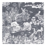 Arthouse Meadow Hare Navy Wallpaper