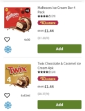 Asda Maltesers & Twix Ice Cream x4