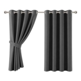 Aspire Homeware Eyelet Blackout Grey Curtains for Bedroom,
