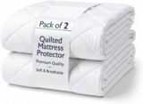 Aspire Homeware King Size Mattress Protector (150 x 200 Cm) 30cm Deep Quilted Mattress Cover – Soft Anti Allergic Noiseless King Mattress Protector (2 Pack)