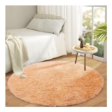 Aspire Homeware round Rug 120x120cm Beige Anti-Slip Shaggy