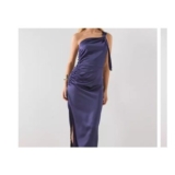 Asymmetric Side Ruched Dress – Navy – Blue