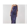 Asymmetric Side Ruched Dress – Navy – Blue