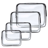 Aucuu 4-Pack Clear Wash & Makeup Bags TSA Approved Makeup Bags, PVC Waterproof Travel Wash Bags