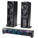 Audiocore AC955 2 in 1 PC Speaker Soundbar RGB LED Backlight Stereo USB 2 x 3W AUX 3.5 mm