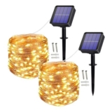 Augone 2 Pack 10m 100 LED Solar String Lights with 8 Modes